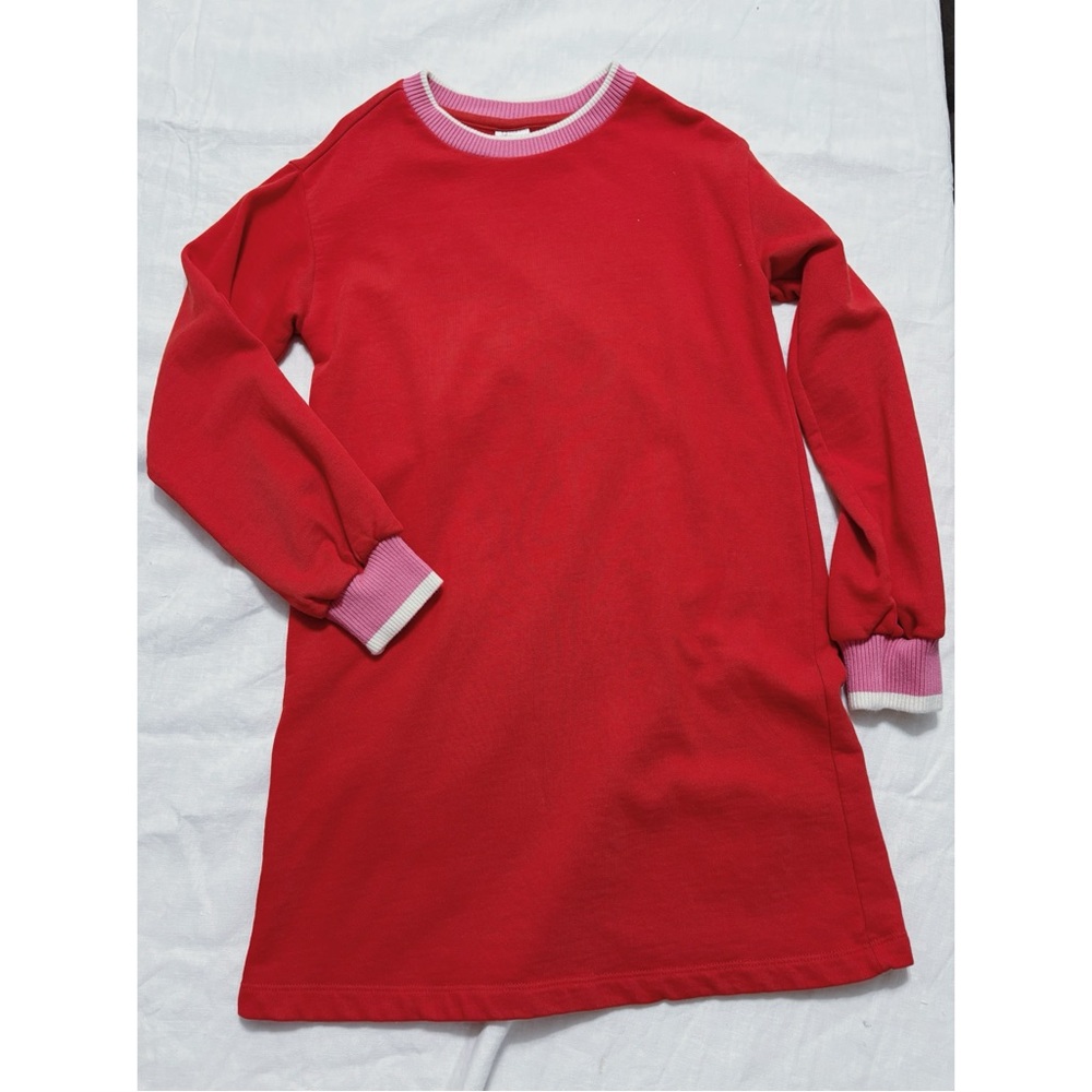 Hanna Anderson French terry Long Sleeve Dress with Pink Accents